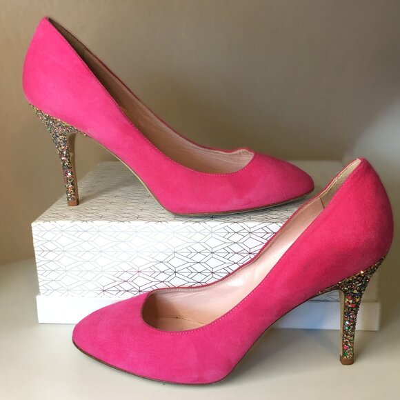 ♠️ KATE SPADE NEW YORK ♠️ Pink Suede Multi-Glitter Heels ♠️ 7.5W - Picture 2 of 16